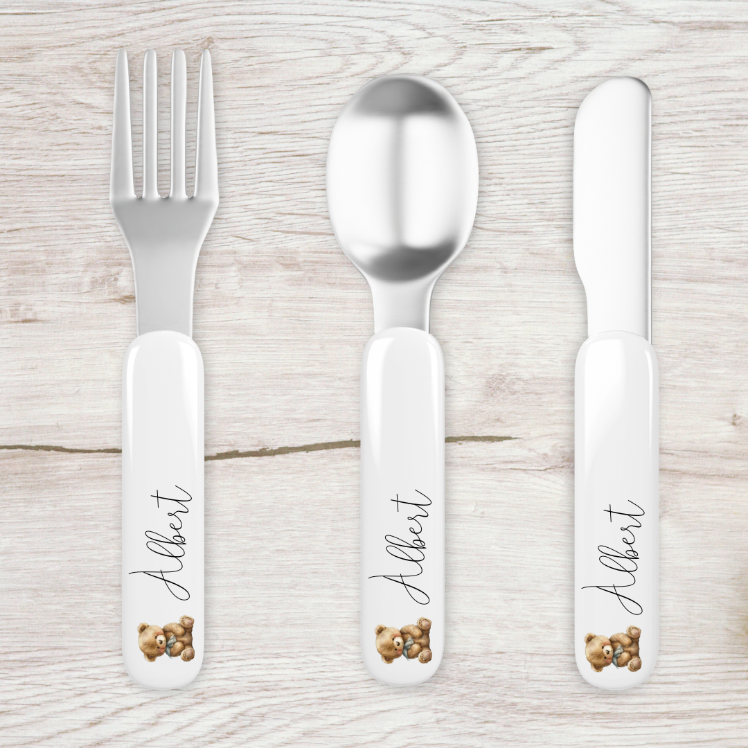 Bestik med navn, gave med navn, dåbsgave, babygave