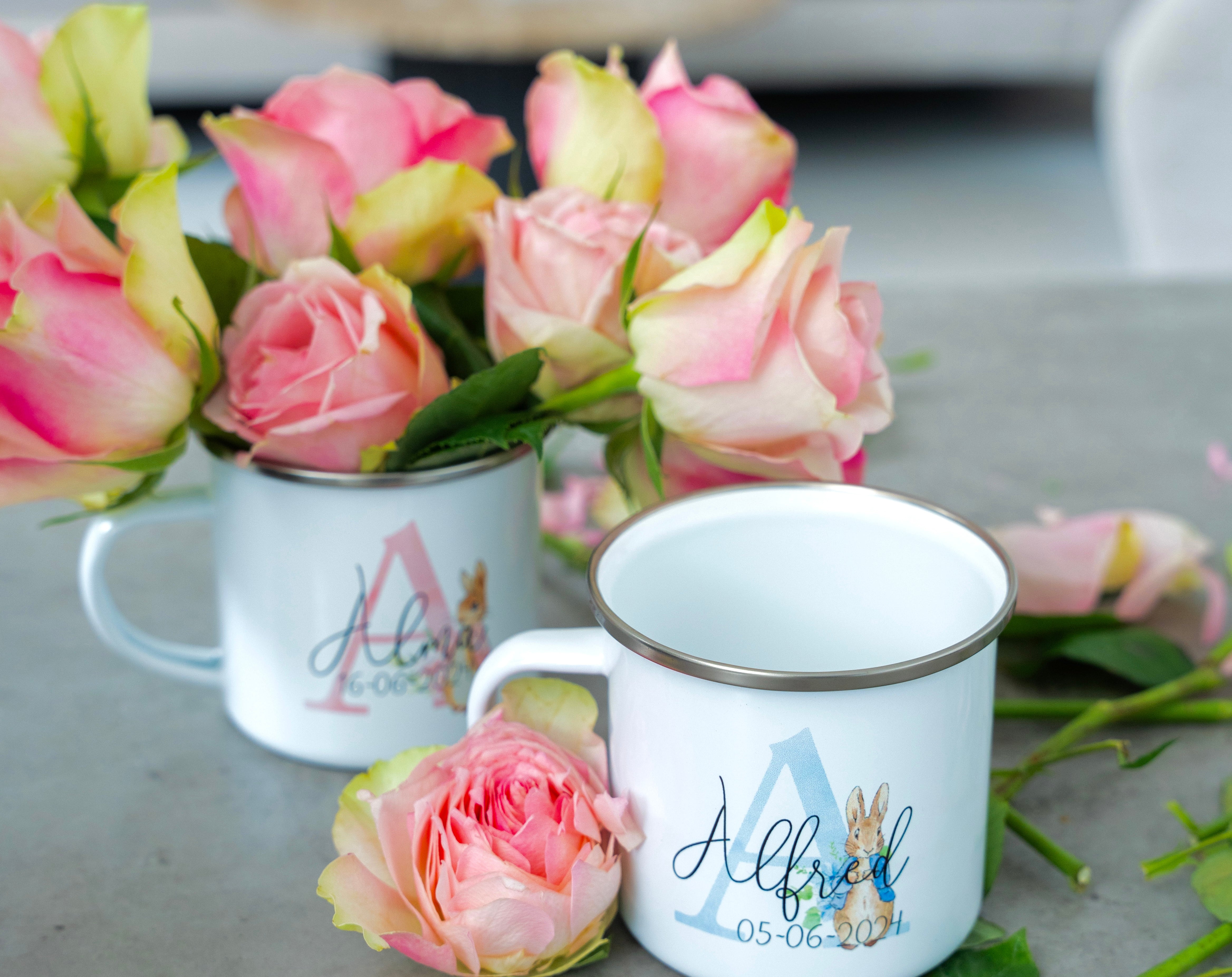 kop med navn, krus med navn, kop med eget navn, krus med eget navn, peter kanin kop, kop med bogstav, kop med tryk