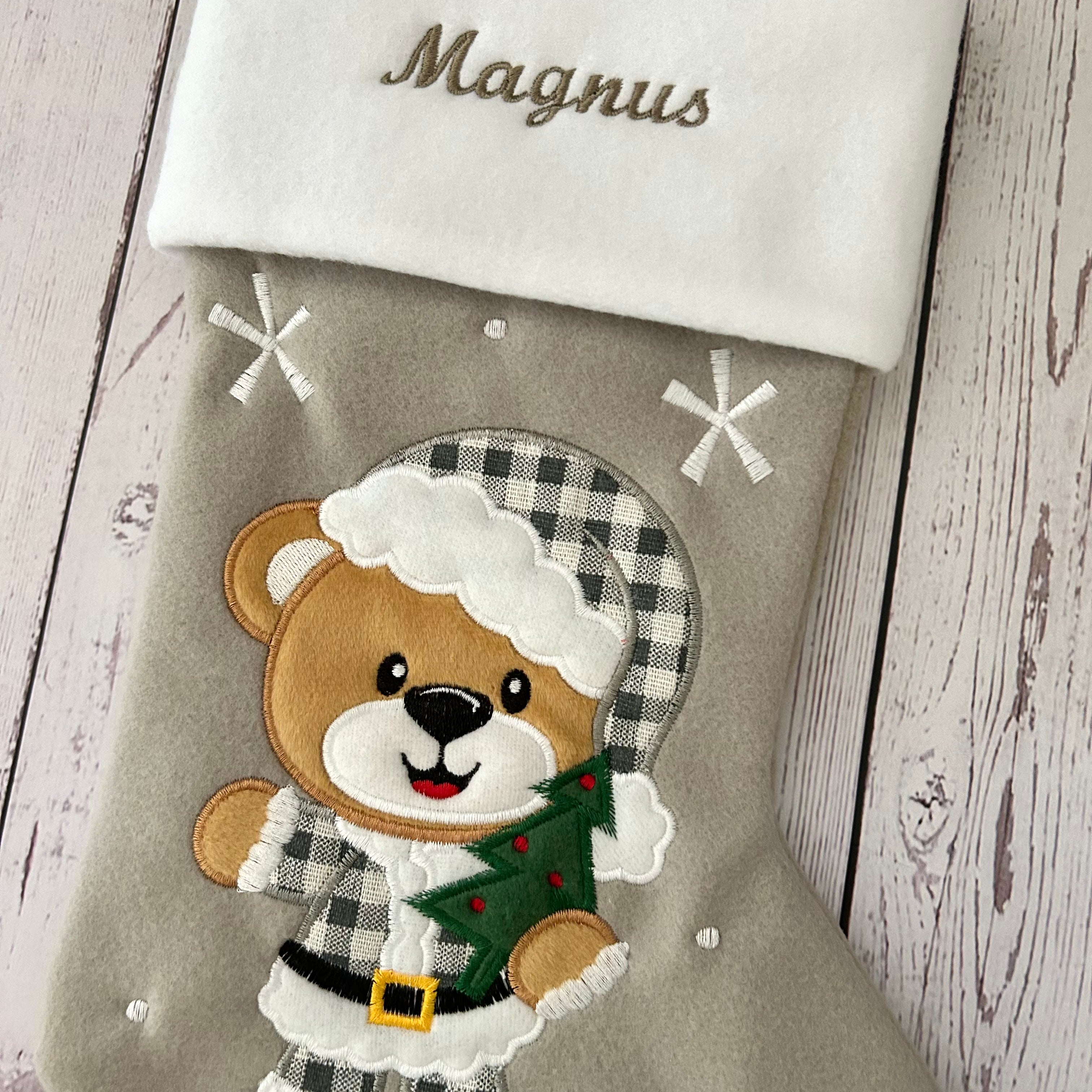 strømpe navn, julesok med broderet navn